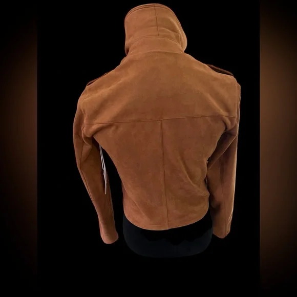 Lauren Conrad Brown Asymmetrical Zip Suede Jacket - Picture 6 of 6